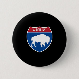 Alden New York Buffalo Ny Snelweg Interstate Bord  Ronde Button 5,7 Cm