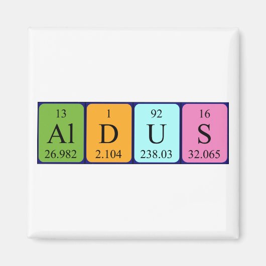 Aldus periodieke tabelnaam magneet (Voorkant)