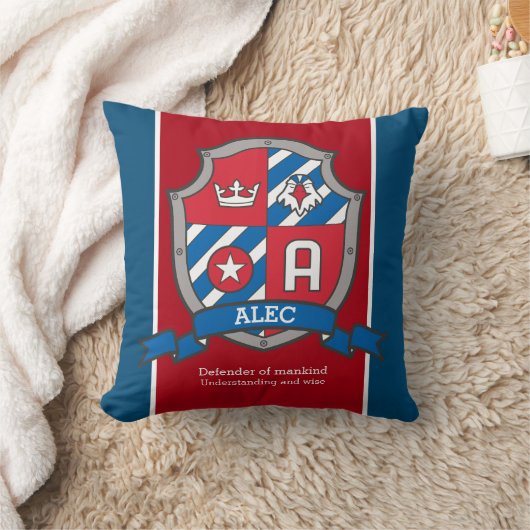 Alec naam betekent rood blauw vogelkam kussen (Deken)