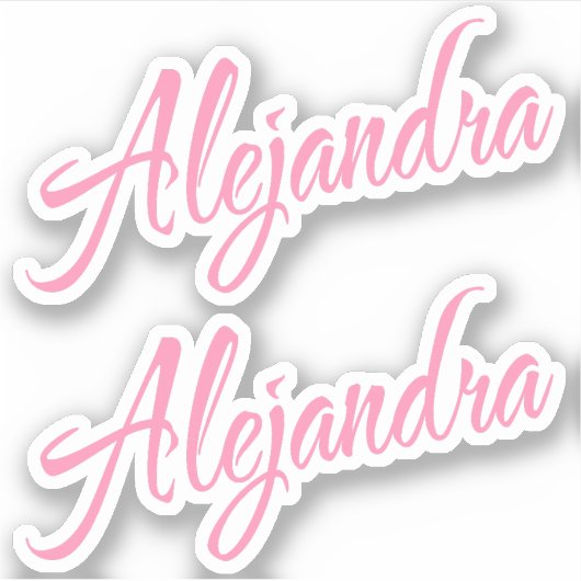 Alejandra Decoratieve Naam in Roze x2 Sticker (Voorkant)