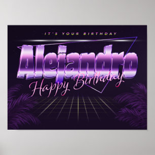 Alejandro Nom Vorname retro Poster Geburtstag