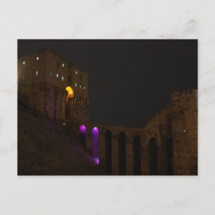 Aleppo Citadel Castle 's nachts in Syrië Briefkaart