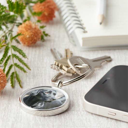 Alert Black Lab Sleutelhanger (Zijkant)