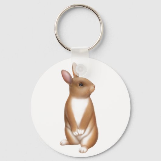 Alert Brown Rabbit Sleutelhanger (Voorkant)