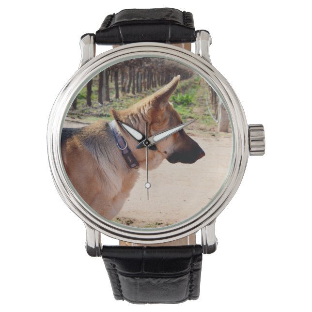 Alert German Shepherd On Guard Duty Horloge (Voorkant)