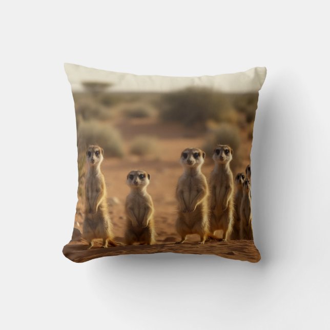 Alert Meerkat Familie Kussen (Voorkant)