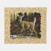Alert Whitetail Doe Fleece Deken (Voorkant (Horizontaal))
