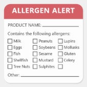 Alerte allergique Sécurité alimentaire Étiquette d (Devant)