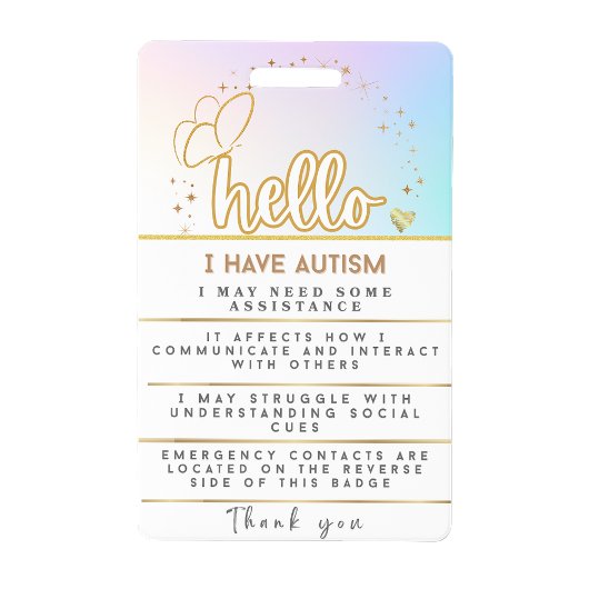 Alerte Autisme Badge de Contact Autiste