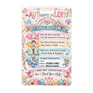 Alerte Autisme Badge de Contact Autiste Non Verbal