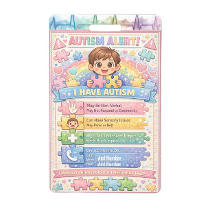 Alerte Autisme Badge de Contact Autiste Non Verbal