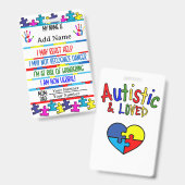 Alerte Autisme Badge Nonverbal id (Avant & arrière)