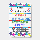 Alerte Autisme Badge Nonverbal id (Avant)