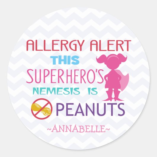 Alerte d'allergie aux arachides Stickers Superhero (Devant)