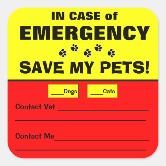 Alerte d'urgence Enregistrer mes animaux Stickers (Devant)