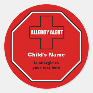Alerte Médicale d'allergie Autocollant personnalis