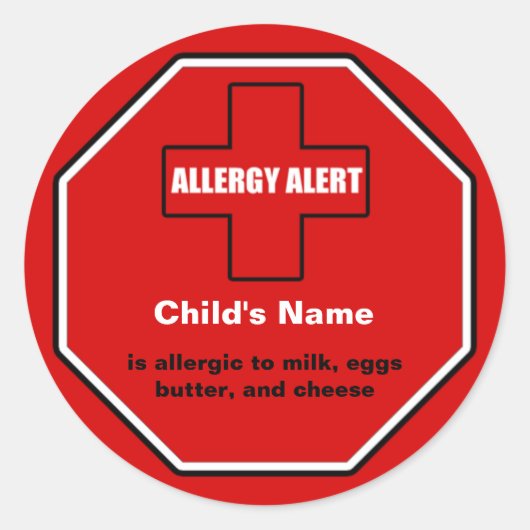 Alerte Médicale d'allergie laitière Autocollant Sm (Devant)