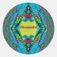 ALESSANDRA ~ Zwart Roze Blauw en Geel Fractal ~