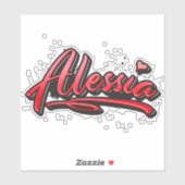 Alessia red Heart Graffiti Autocollants (Feuille)
