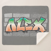 ALEX Jouw naam Graffiti Brick Wall Verf Splatter Sherpa Deken (Voorkant (horizontaal))