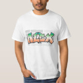 ALEX Jouw naam Graffiti Brick Wall Verf Splatter T-shirt (Voorkant)
