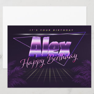 Alex Name Prénom lila retro Carte Anniversaire