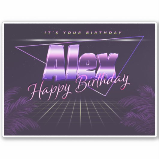 Alex Name Vorname lila retro Sticker Geburtstag (Voorkant)