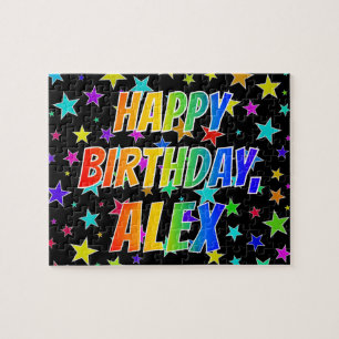 "ALEX" voornaam, geun "HAPPY BIRTHDAY" Legpuzzel