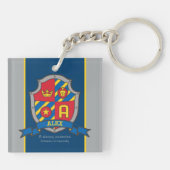 Alex, wat jongens zijn, knight crest custom sleutelhanger (Achterkant)