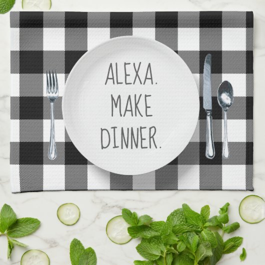 Alexa Command Humor op Buffalo-pad Theedoek (Gevouwen)