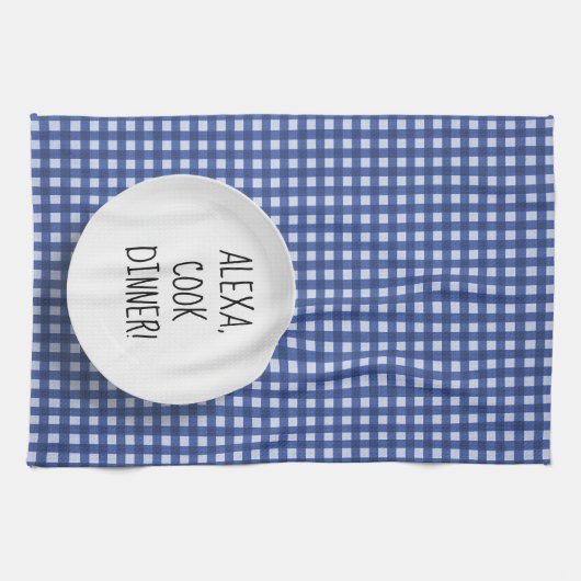 Alexa Command humor op gingham Theedoek (Horizontaal)
