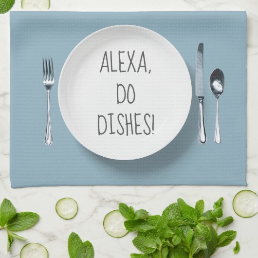 Alexa Command humor voor afwas Theedoek (Gevouwen)