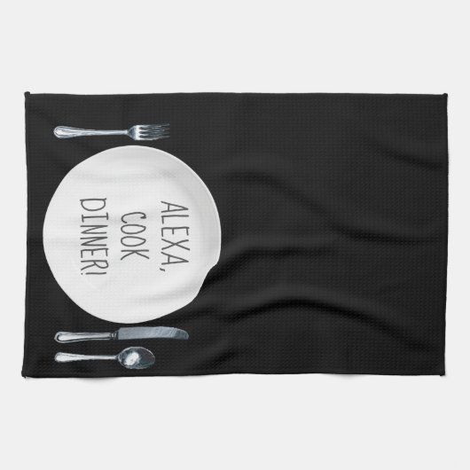 Alexa Command humor voor het kookdiner Theedoek (Horizontaal)