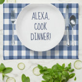 Alexa Commando op Blue Gingham Theedoek (Gevouwen)