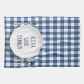 Alexa Commando op Blue Gingham Theedoek (Horizontaal)