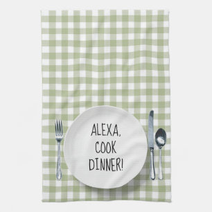 Alexa commando op Green Gingham Theedoek