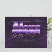 Alexa Nom Prénom lila retro Carte Anniversaire (Debout devant)