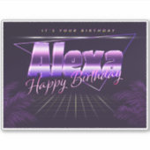 Alexa Nom Prénom lila retro Sticker (Devant)