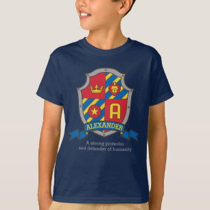 Alexander boys name & betekenend knights shield t-shirt