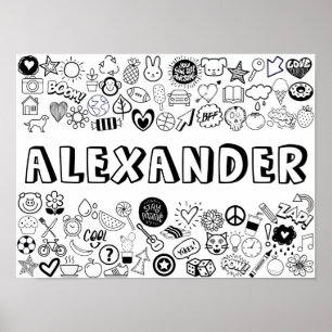 'ALEXANDER' Color-it-Yourself-contourontwerp Poster