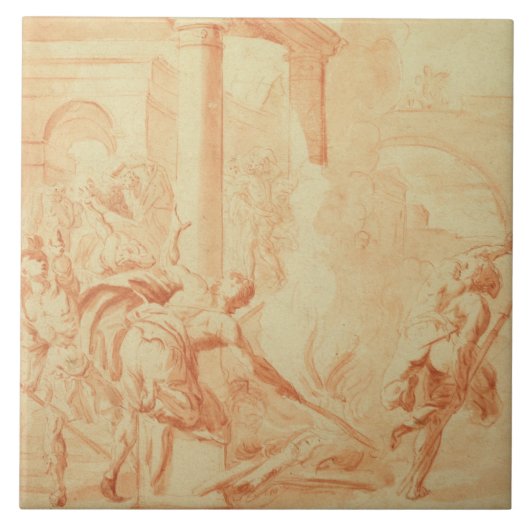 Alexander en Thais op hun dronken overstroming Tegeltje (Voorkant)