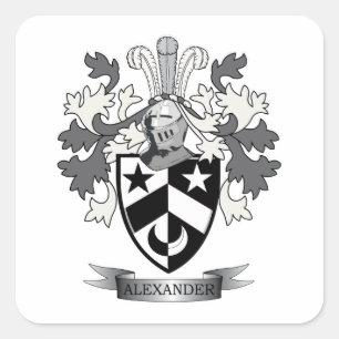 Alexander Family Crest Coat of Arms Vierkante Sticker