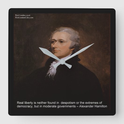Alexander Hamilton "Real Liberty" Wall Clock Vierkante Klok (Voorkant)