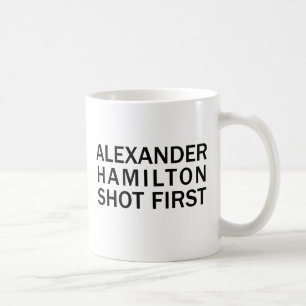 Alexander Hamilton Shot First - White T-Shirt, enz Koffiemok