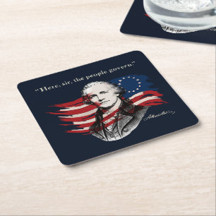 Alexander Hamilton Vierkante Kartonnen Onderzetter