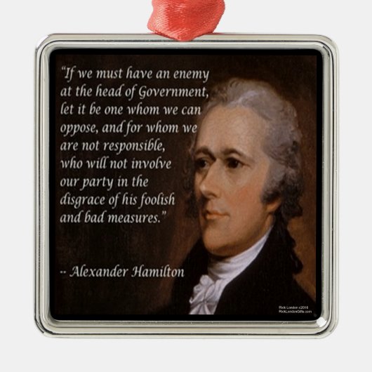 Alexander Hamilton "Vijandelijke Leider" Ornamente Metalen Ornament (Voorkant)