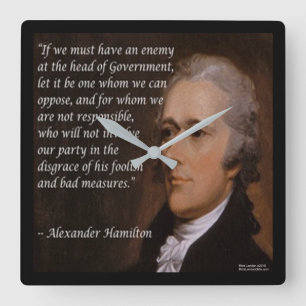 Alexander Hamilton "Vijandelijke Leider" Wandklok Vierkante Klok