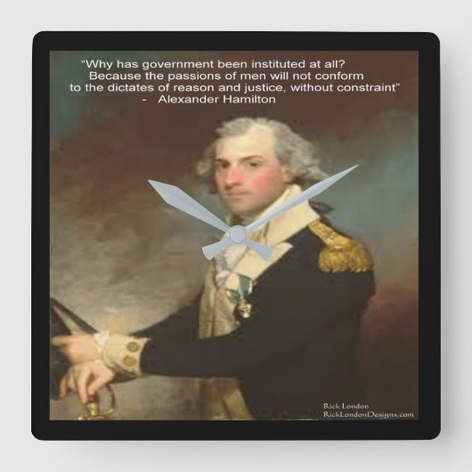 Alexander Hamilton & "Why Government" Wall Clock Vierkante Klok (Voorkant)