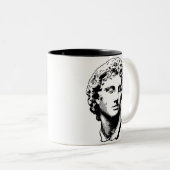 Alexander het Grote standbeeld Tweekleurige Koffiemok (Voorkant rechts)