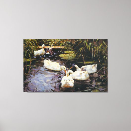  Alexander Koester Ducks op een Reed Pond Canvas Afdruk (Voorkant)